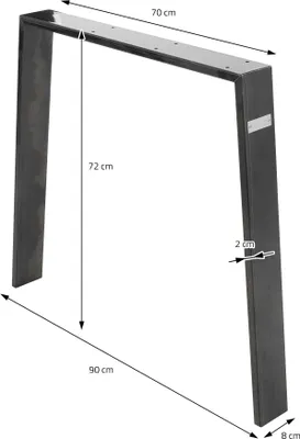 Obrázek produktu pro ML-Design sada 2 stolových podnoží Loft 90x72 cm, průmyslový, profil 8x2 cm, ocel, průmyslový design, tvar U, kovový rám stolu scandic