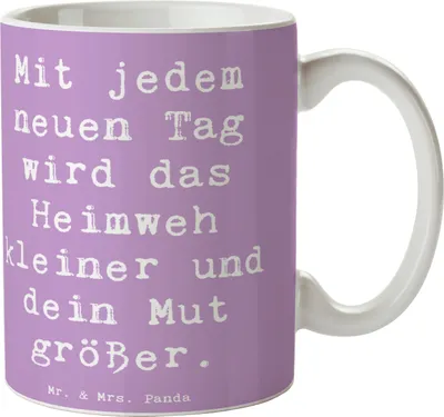 Produktbild von Mr. & Mrs. Panda Tasse Spruch Heimweh überwinden Mut - Lavendeltraum - Geschenk, mit Motiv, Kaffeetasse, Vertrauem, haferl, trösten, Zuversicht, Kaffeebecher, positivity