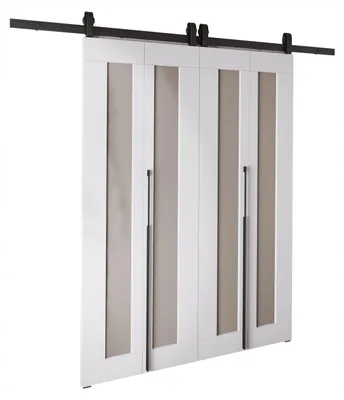 Produktbild von KierMoebel Schiebetür Komplettset QUDIO DUO M1 Weiß + Kaschmir 132x205x3,2 cm Wohnzimmer Schiebetür