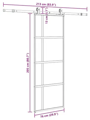 Productafbeelding van vidaXL Schuifdeur met beslag, zwart, 76x205 cm, veiligheidsglas