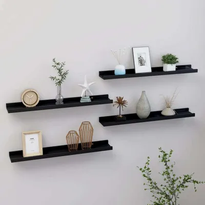 Produktbild von "2026 Promotion" Wandregale 4 Stk. - Hohe Qualität - Schwarz 60x9x3 cm - Wandregale CC13081