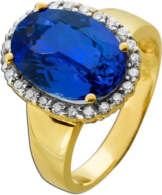 Produktbild von Tansanitring Gold 585 14K blauer Edelstein 6ct Brillanten 0.50ct 19