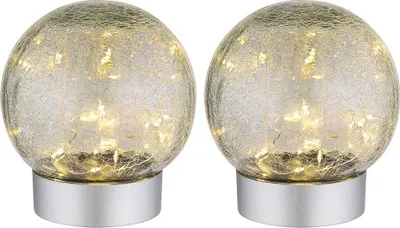Produktbild von 2er Set LED Tischleuchte, silber, Glas Crackle, H 13,5 cm