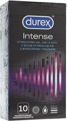 Produktbild von Durex Intense, Männliches Kondom, Gerippt & gepunktet, Transparent, Latex, Zusätzliches Gefühl, 56 mm