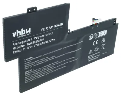 Produktbild von vhbw Akku Ersatz für Acer KT.00304.007, KT.00304.003, AP16A4K für Notebook (3700 mAh, 11,25 V, Li-Polymer)