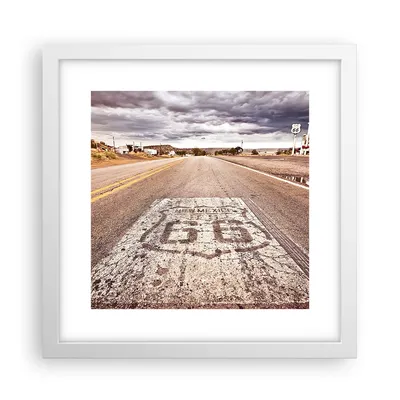 Produktbild von Gerahmtes Poster - Weißer Rahmen - USA Route 66 Reise - 30x30 cm - Wand Bild - Wanddeko - Wandbilder - Kunstposter - Wandposter - Bilderrahmen - Bilder - Kunstdruck - Wandbild - P2WAC30x30-2712