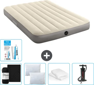 Produktbild von Intex Airbed - Doppelbett - 137 x 191 x 25 cm - Beige - Im Lieferumfang enthalten Spannbettuch - Küssen - Pumpe - Reperaturset en Kissenschutz