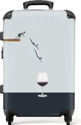 Produktbild von NoBoringSuitcases.com® Großer Koffer - Jahrgang - Tauchen - Weinglas - Männer - Kombinationsschloss TSA - Hartschalen Trolley 4 Rollen - 72 liter - Reisekoffer - 66 cmKoffer Mittelgroß 67x43x25 cm, 72L,