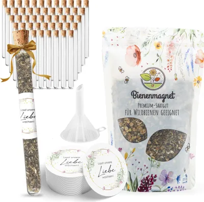 Produktbild von Reagenzgläser mit Blumensamen als Gastgeschenke zur Hochzeit (50er Set)