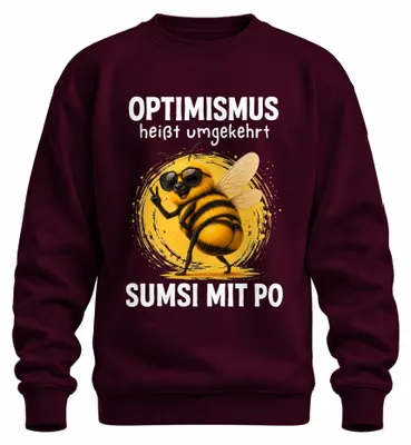 Imagen del producto de Optimismus: Sudaderas y jerséis con estampado "Sumsi" y mensaje sarcástico, color burdeos, talla S