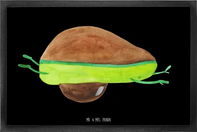 Produktbild von Mr. & Mrs. Panda Schmutzfangmatte Avocado Yoga 60 x 90 cm - Schwarz - Geschenk, Sport, Schmutzmatte, Sauberlaufmatte, Fußabtreter, Humor, fußmatte, Haha, Hilfe, Fussmatte