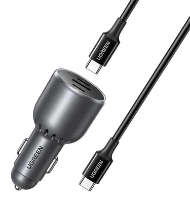 Produktbild von UGREEN EC705 Autoladegerät, USB + 2x USB-C, 130 W + 1 m 5-A-Kabel