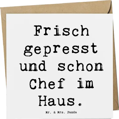 Produktbild von Mr. & Mrs. Panda Klappkarte Spruch Baby Chef - Weiß - Geschenk, Neugeborenes, humorvoll, Geschenke, Liebe, Glückwunschkarte, faltkarte, anlasskarte, Grußkarte