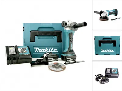 Image de Makita BGA 452 RFJ Meuleuse d'angle sans fil 18V Li-ion 115 mm + 2x Batteries Makita BL1830 B + Chargeur Makita DC 18 RC + Coffret Makita Makpac taille 2