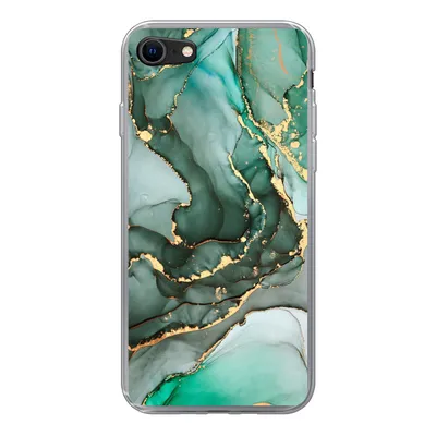Produktbild von MuchoWow® Handyhülle Schutzhülle Hülle für iPhone 8 Gold - Marmor - Grün - Luxus - Marmoroptik - Grau Silikon Softcase Handy Hülle - Schutzhaube
