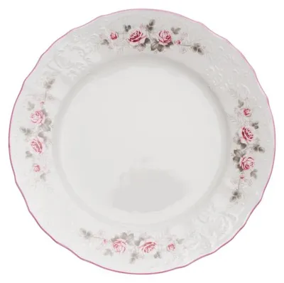 Produktbild von Thun 1794 Flacher Teller, tschechisches Porzellan, Bernadotte, 25 cm, rosa, rosa Streifen, Thun