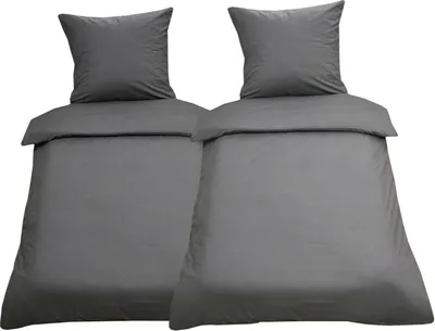 Produktbild von 4 tlg Uni Bettwäsche 135x200 Anthrazit Einfarbig Renforce Garnitur 100%Baumwolle
