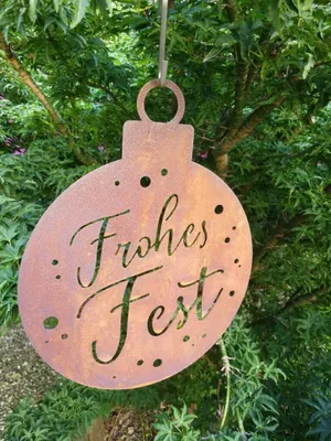 Produktbild von Edelrost Christbaumkugel Frohes Fest
