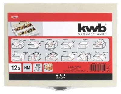 Productafbeelding van Bovenfrezenset 8mm 12dlg KWB