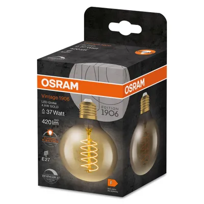 Obrázok produktu pre LED žiarovka Globe 80 4,8W 420lm E27 2.200K zlatá