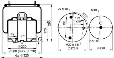 Produktbild von CONTITECH AIR SPRING Luftfederbalg Federbalg 6751 N P02R 10,1kg