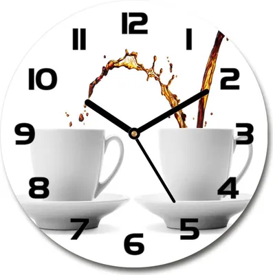 Produktbild von Wanduhr aus Glas 30fi Glasbild Glasuhr Gehärtetes Glas - schwarze-zeiger - Leaking coffee