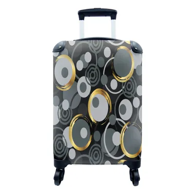 Produktbild von MuchoWow® Koffer Handgepäck Trolley Rollkoffer Kleine Reisekoffer mit 4 Rollen - Gold - Kreis - Muster - Cabin Size < 55x40x23 cm & 55x40x20 cm - Fotokoffer - Kabinenkoffer - Boardgepäck - Reise-Box - Reisekoffer - Reisegepäck - Koffer mit Bild - Trolley für Kinder