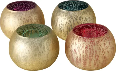 Produktbild von 4tlg Set Windlicht Corios rund gold 4 Farben Weihnachts-Kerzen Teelicht-Halter