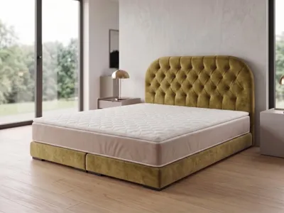 Produktbild von Polsterbett  LEON 4 mit Kopfteil, modernes gepolstertes Bett in 200 x 200 cm Farbe: Gelb