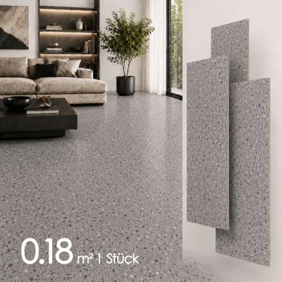 Produktbild von SPC Vinylboden 4mm Klick Fliesenoptik wasserfest Marmor Beton Terrazzo Designboden 60x30 cm für Bad Küche Flur