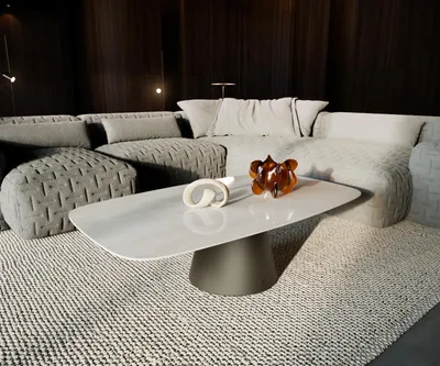Produktbild von DELIFE Couchtisch Edge Boot 135x80 cm Keramik Onyx Champagne Borna Effektfinish Titan