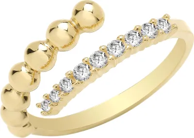 Produktbild von Stylischer 9 Karat (375) Gold Damen - Wickelring mit Zirkonia, 58 (18.5); TRS35222RSQ