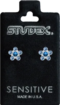 Produktbild von Chirurgenstahl Ohrstecker Blümchen in blau Studex Sensitive