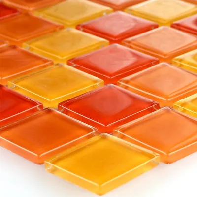 Produktbild von Mosaikfliesen Glas Rot Orange Gelb 25x25x4mm
