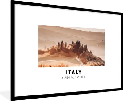 Produktbild von MuchoWow® Gerahmtes Poster Italien - Toskana - Bäume 90x60 cm - Poster mit Schwarzem Bilderrahmen Wandposter Rahmen Foto Bilder - Wanddekoration - Fotos