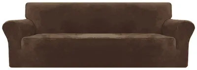 Produktbild von Samtüberzug für Sofa, 3-Sitzer, Dunkelbraun