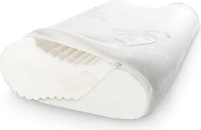 Produktbild von ELONEO Nackenstützkissen 4-fache Höhenanpassung, Kopfkissen anatomisches Nackenkissen mit Memory Foam inkl. Aloe Vera Klima-Bezug 60 x 35 cm, Viskoschaum