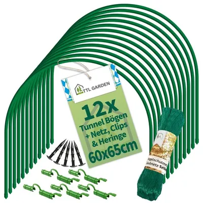 Produktbild von TTL GARDEN Tunnelbögen ARCOS 60-12er Set + Vogelschutznetz 5x10m + 36 Clips