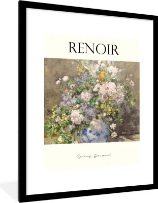 Produktbild von MuchoWow® Gerahmtes Poster Frühlingsstrauß - Renoir - Blumen 60x80 cm - Poster mit Schwarzem Bilderrahmen Wandposter Rahmen Foto Bilder - Wohnzimmer - Dekorationen - Prämie