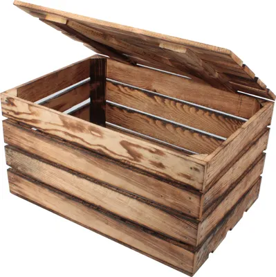 Produktbild von SEVICO Holzkiste Truhe Geflammte Apfelkisten mit Deckel Obstkisten Holz Betttablett Flaschenträger Vintage DEKO S3-O