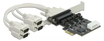 Produktbild von Delock PCI Express Karte zu 4 x Seriell RS-232 mit Spannungsversorgung 5 V / 12 V