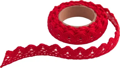 Image de Dentelle de coton autocollante rouge 1,8m