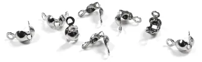 Produktbild von Vintageparts 100 Quetschkalotten Faltklemmen platinfarben, 3 mm