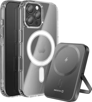 Produktbild von Swissten, MagSafe Bundle iPhone 16 Pro Hülle + 5000 mAh Powerbank, Transparent