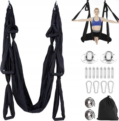 Zdjęcie produktu dla Aerial Yoga Hamak Do Jogi Air Joga Chusta Czarny Do Ćwiczeń Huśtawka