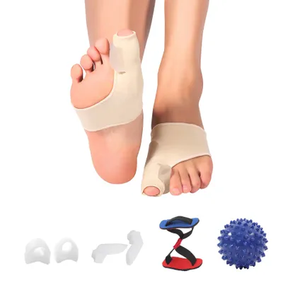 Produktbild von Hallux-Bandage Hallux-Bandage Korrekturset mit Silikon-Protektoren,Unterstützung bei Hallux Valgus und zur Ballenzehen Korrektur 8-tlg, Universalgröße