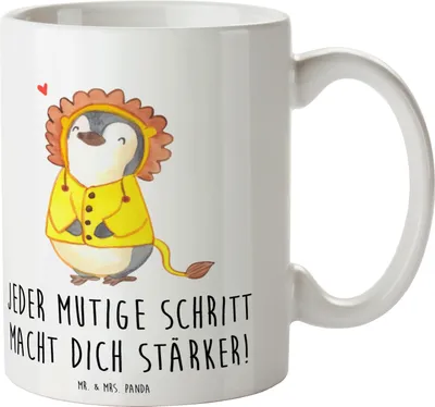 Produktbild von Mr. & Mrs. Panda Kaffeetasse Angst überwinden - Weiß - Geschenk, Kaffeebecher, Freude, Trost, Motivation, inspirierende Botschaften, Stärke, Keramiktasse, Erfolg, Tasse