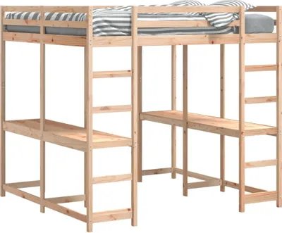 Produktbild von Hochbett mit Schreibtisch & Leiter 160x200 cm Massivholz Kiefer