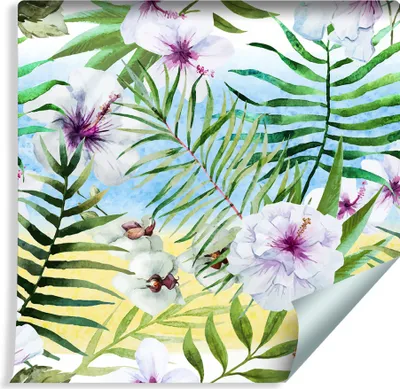 Obrázek produktu pro 10m VLIES TAPETE Roll Orchidea Palm Hibiscus Leaves NATURE XXL