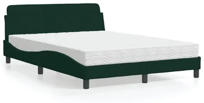 Obrázek produktu pro vidaXL Postel s matrací "Dover" tmavě zelená 140x190 cm sametová